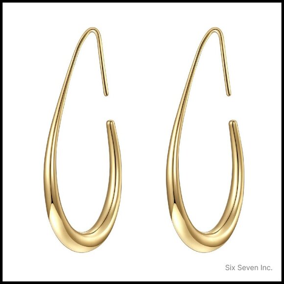 Jewelry - Large Teardrop Hoop Earrings Elegant Statement Jewelry Gold Plated Lightweight